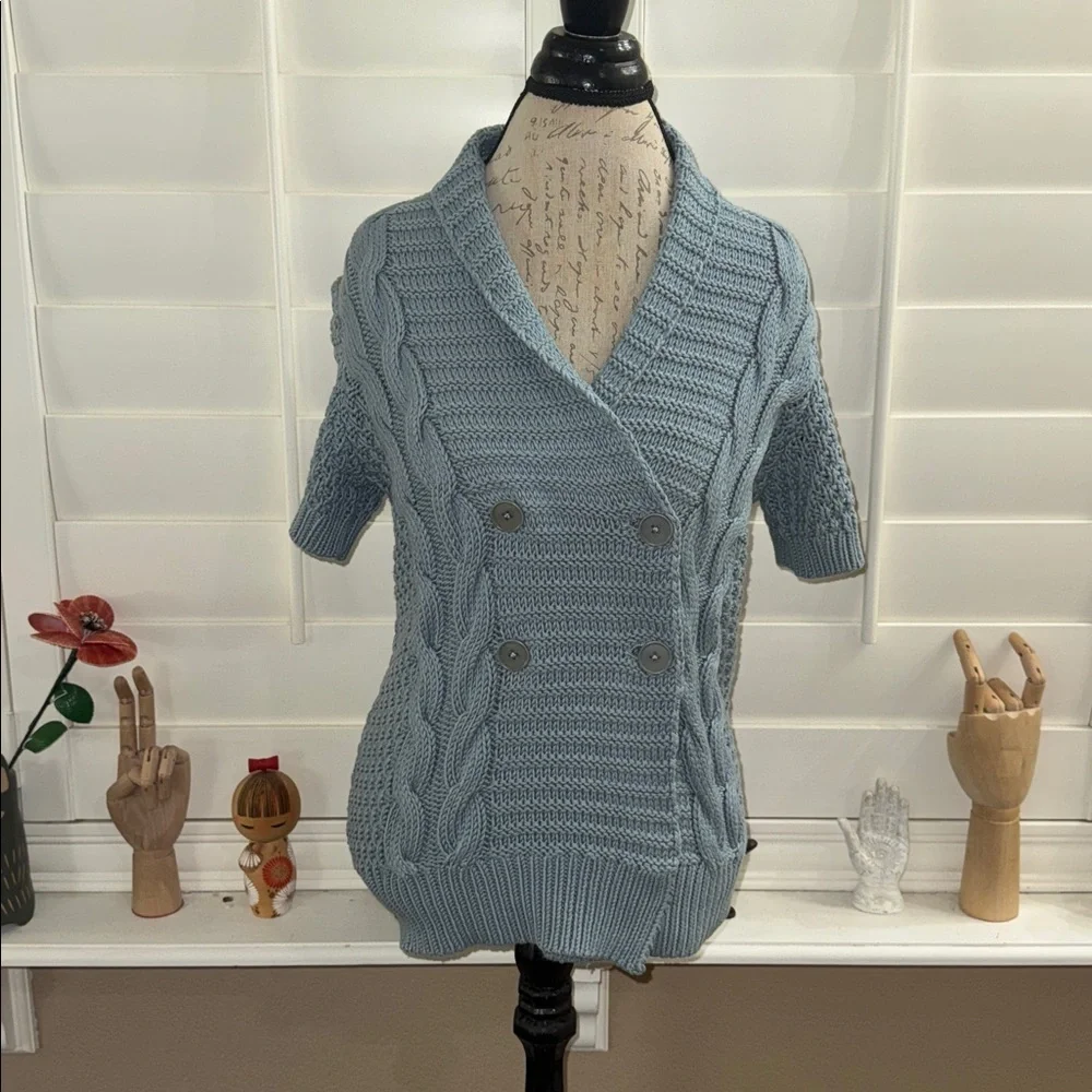 Talbots Short Sleeve Cable Knit Cardigan Sweater